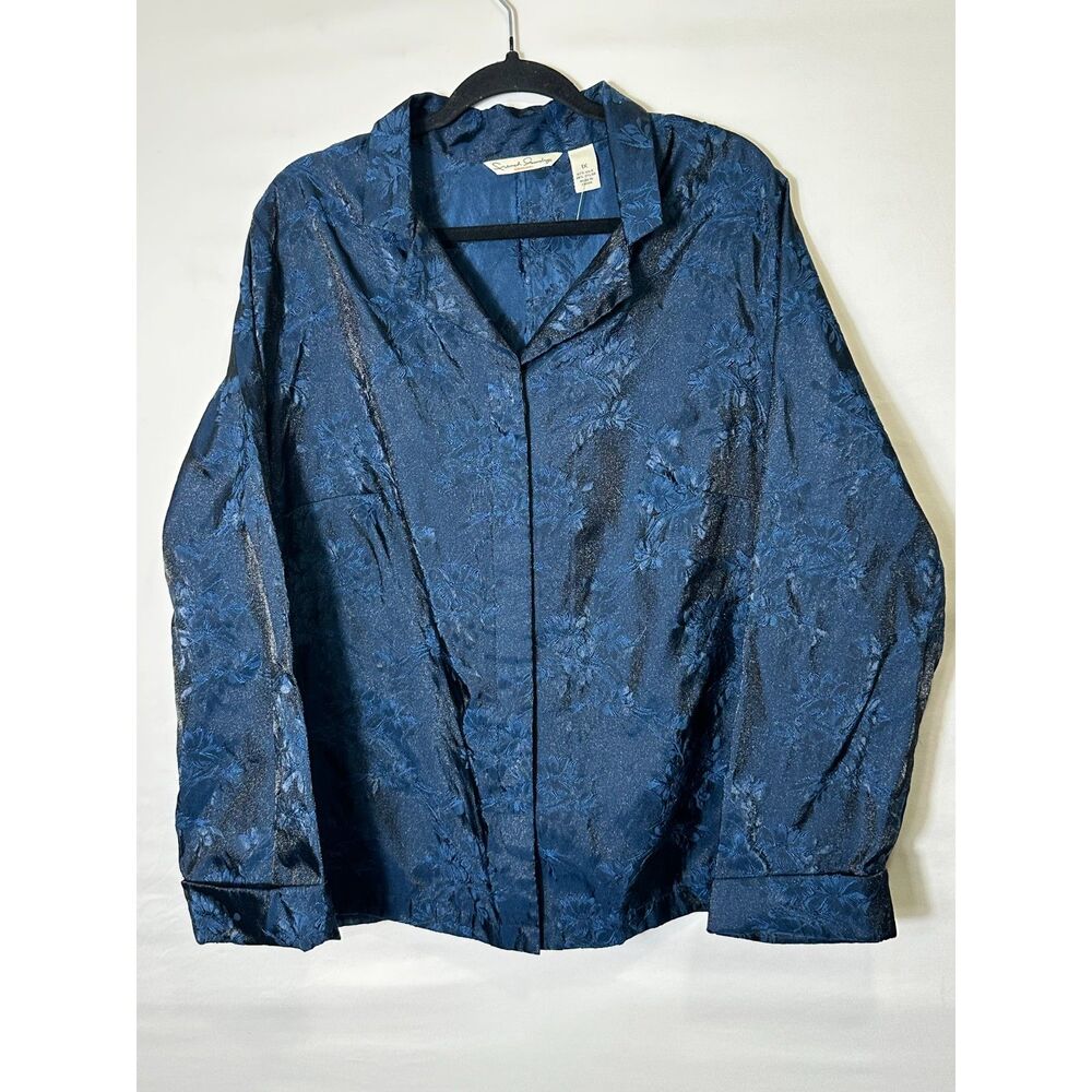 French Laundry Women's Button Down Jacquard Silk Blend Jacket Plus Size 1X NWOT